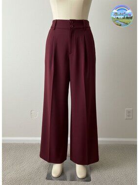 High Waisted Wide Leg Dress Pants Loose Fit Palazzo Trousers with Pockets